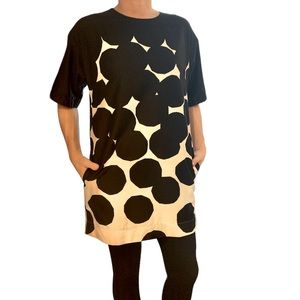 Marimekko Black & White Polka Dot Mini Cotton Dress